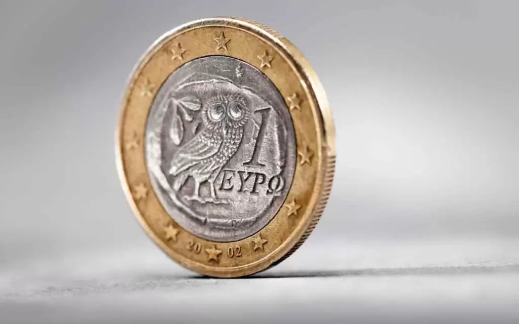 moneta da 1 euro con il gufo